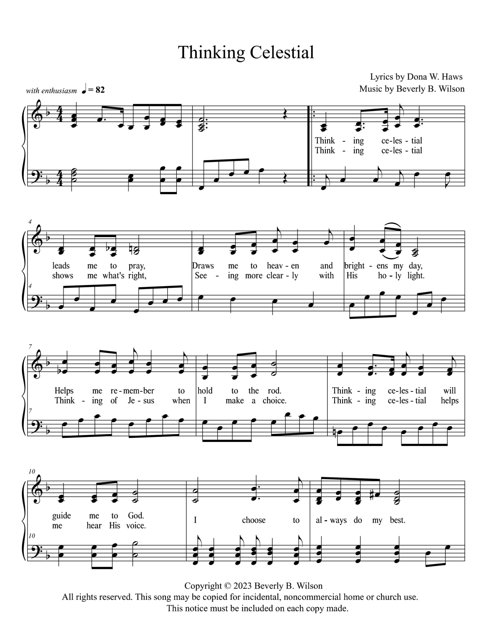 Thinking Celestial sheet music